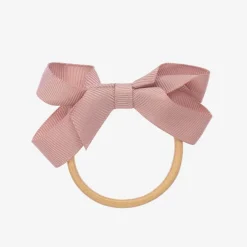 Peach Ribbons Pink Bow Hair Elastic (7cm) Sale