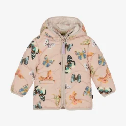 Molo Pink Butterfly Puffer Jacket New