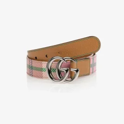 Gucci Pink Check Double G Belt Hot