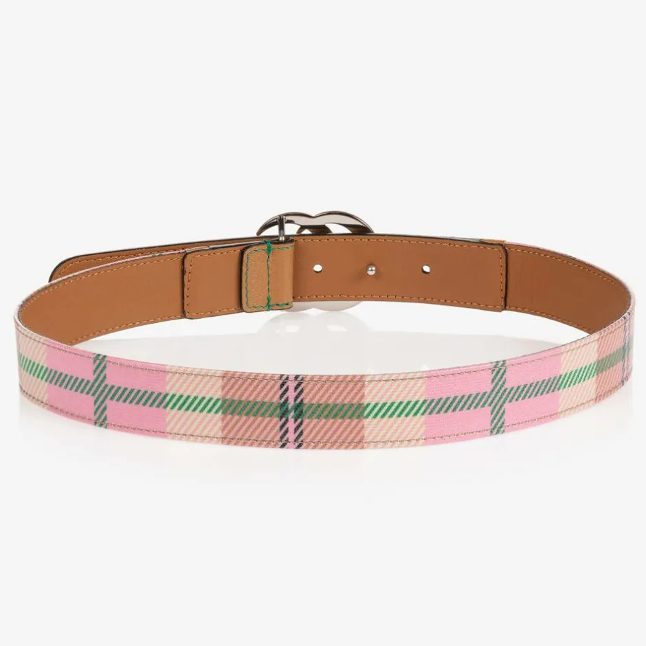 Gucci Pink Check Double G Belt Hot