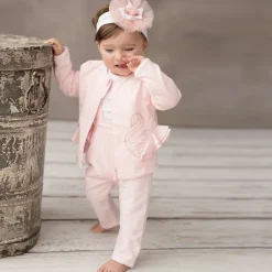 Sofija Pink Cotton Baby Trouser Set Hot