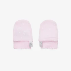 Kissy Kissy Pink Cotton Crescent Moonlight Scratch Mittens Hot