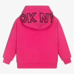 DKNY Pink Cotton Embroidered Hoodie Discount