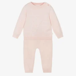 Marie-Chantal Pink Cotton Knit Trouser Set Clearance