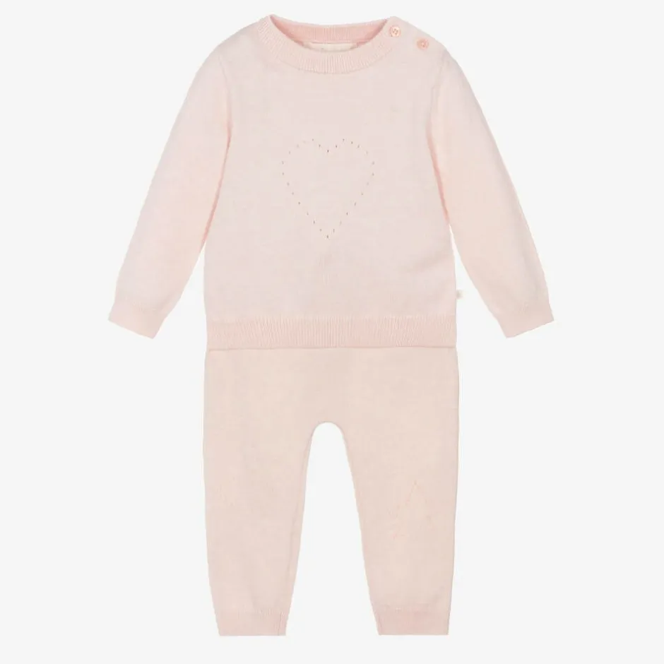 Marie-Chantal Pink Cotton Knit Trouser Set Clearance