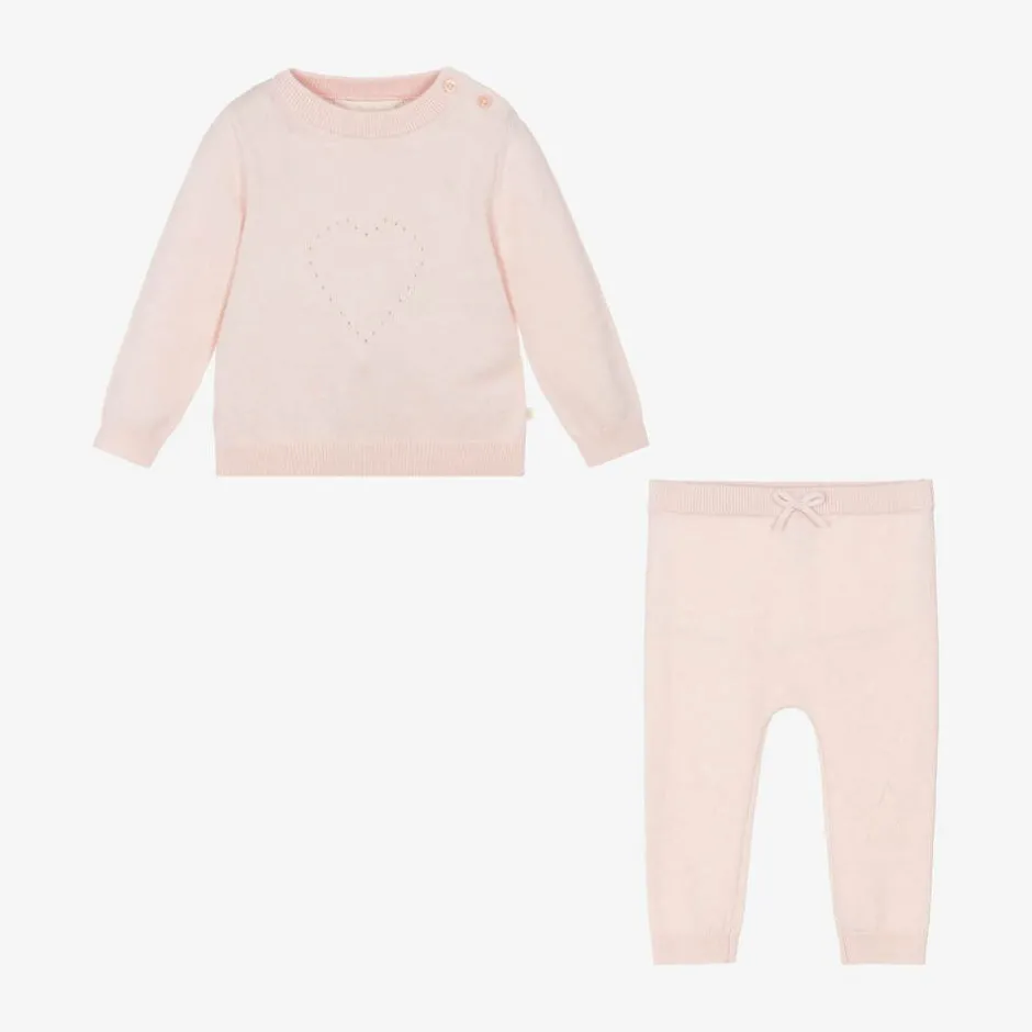 Marie-Chantal Pink Cotton Knit Trouser Set Clearance