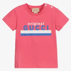 Gucci Pink Cotton Logo Baby T-Shirt Outlet