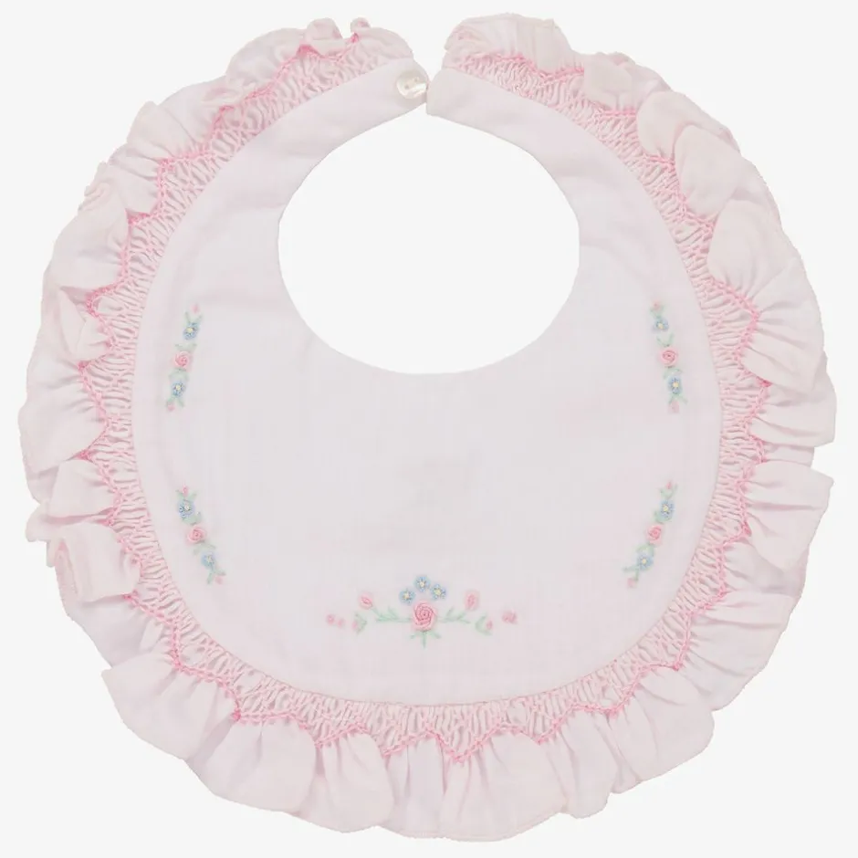 Sarah Louise Pink Hand-Smocked Baby Bib Best