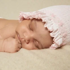 Sarah Louise Pink Hand-Smocked Bonnet Outlet