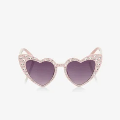Angels Face Pink Heart Diamanté Sunglasses (UV400) Peach Sale