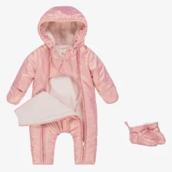 Carrément Beau Pink Hooded Baby Girls Snowsuit Clearance