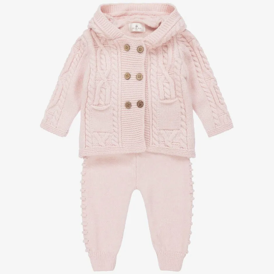 Beau KiD Pink Knitted Baby Trouser Set Clearance