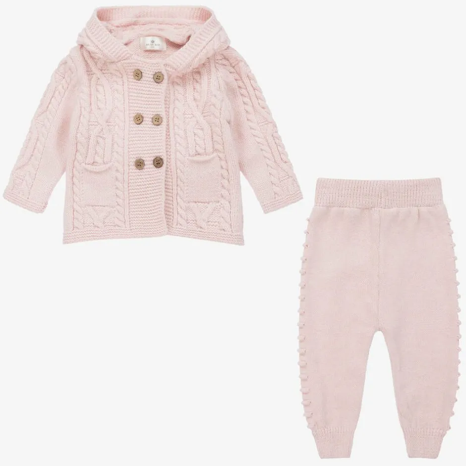 Beau KiD Pink Knitted Baby Trouser Set Clearance
