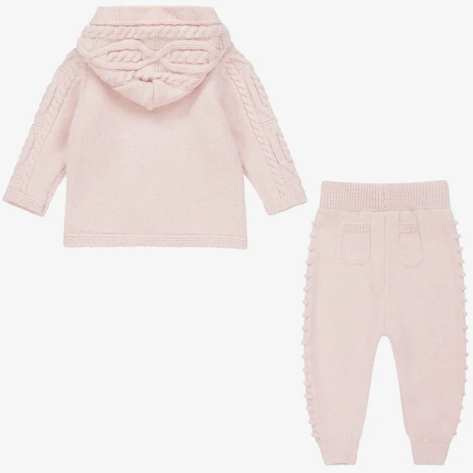 Beau KiD Pink Knitted Baby Trouser Set Clearance