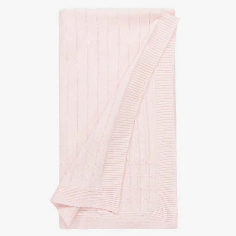 Emile et Rose Pink Knitted Cotton Blanket (96cm) Hot