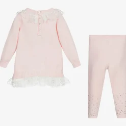 Caramelo Kids Pink Knitted Leggings Set Outlet