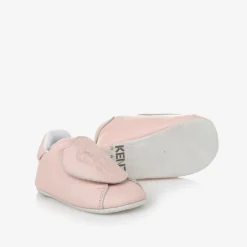 KENZO KIDS Pink Leather Elephant Pre-Walker Shoes Clearance