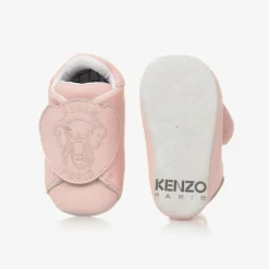 KENZO KIDS Pink Leather Elephant Pre-Walker Shoes Clearance