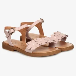 Childrens Classics Pink Leather Flower Sandals New