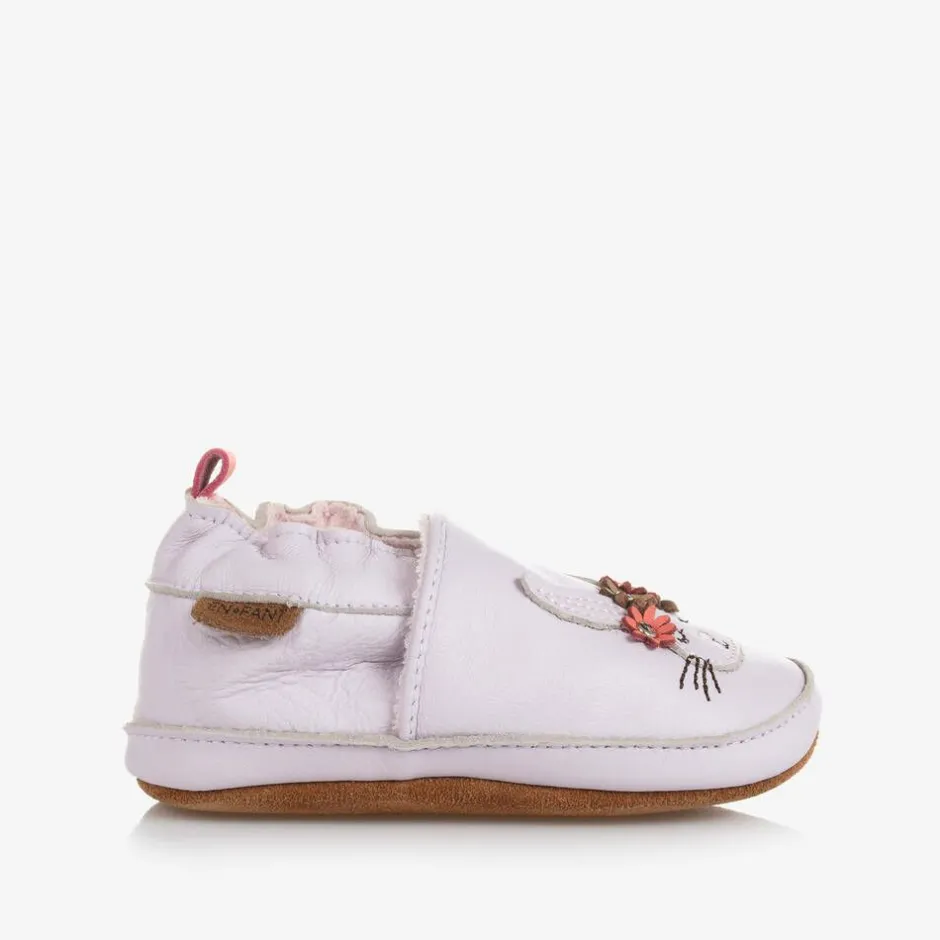 EN FANT Pink Leather Rabbit Slippers Clearance