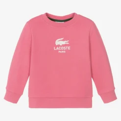 Lacoste Pink Organic Cotton Crocodile Logo Sweatshirt Sale