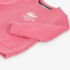 Lacoste Pink Organic Cotton Crocodile Logo Sweatshirt Sale