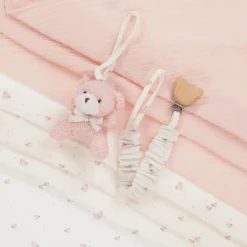 Jamiks Pink Organic Cotton Muslin Cloth & Dummy Clip Set Outlet