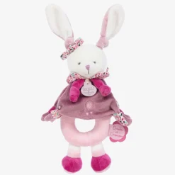 Doudou et Compagnie Pink Plush Bunny Rattle (21cm) Clearance