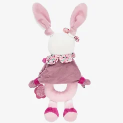 Doudou et Compagnie Pink Plush Bunny Rattle (21cm) Clearance