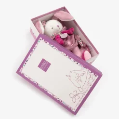 Doudou et Compagnie Pink Plush Bunny Rattle (21cm) Clearance