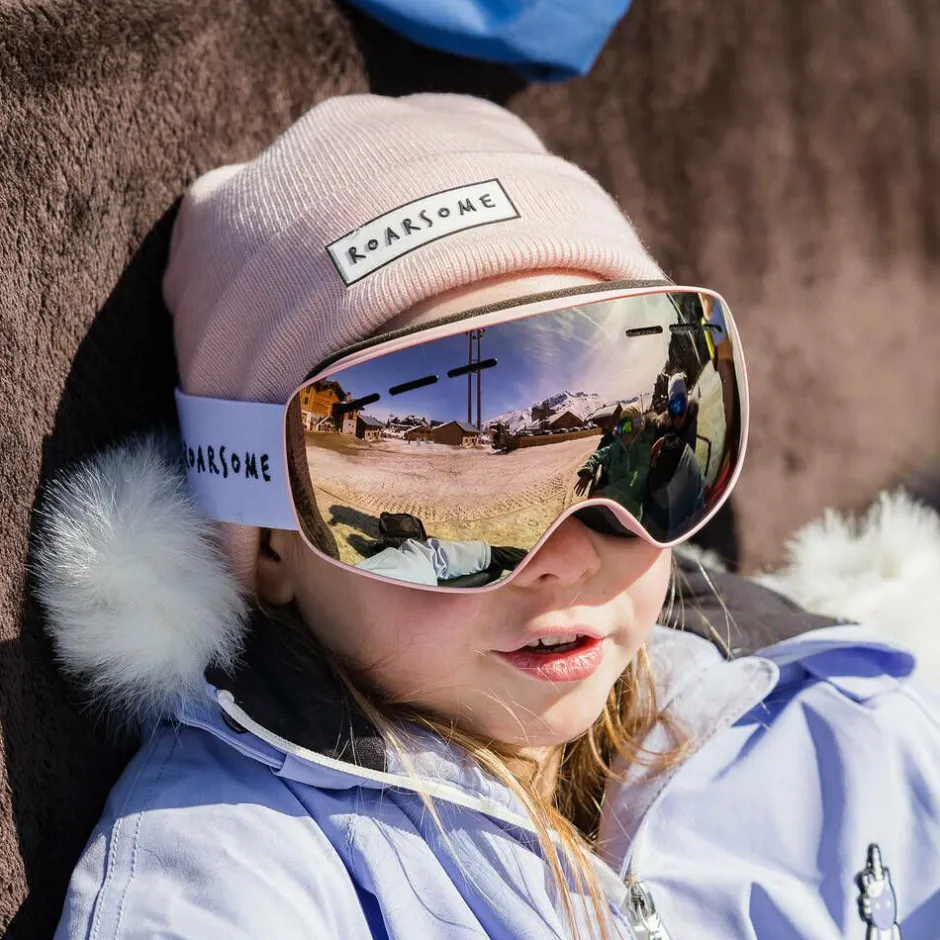 Roarsome Pink Polarised Anti-Fog Ski Goggles New