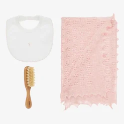 G.H.Hurt amp; Son Pink Shawl & Bib Baby Gift Set Hot