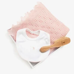 G.H.Hurt amp; Son Pink Shawl & Bib Baby Gift Set Hot