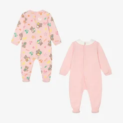 Moschino Baby Pink Teddy Bear Cotton Babygrows (2 Pack) Discount
