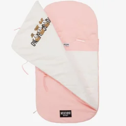Moschino Baby Pink Teddy Bear Logo Cotton Baby Nest (80cm) Outlet