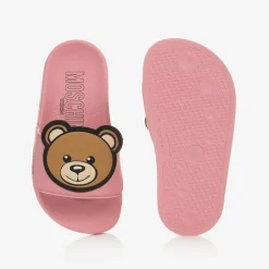 Moschino Kid-Teen Pink Teddy Bear Sliders