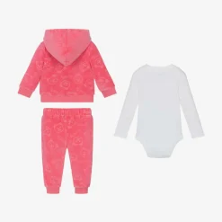Guess Pink Velour Baby Tracksuit Set New