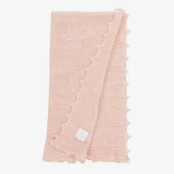 English Trousseau Pink Wool Knit Baby Shawl (122cm) Hot