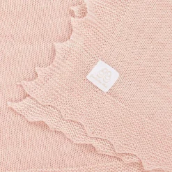 English Trousseau Pink Wool Knit Baby Shawl (122cm) Hot