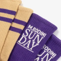 Mini Rodini Purple & Beige Organic Cotton Socks (2 Pack) Sale