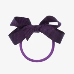 Peach Ribbons Purple Bow Hair Elastic (7cm)