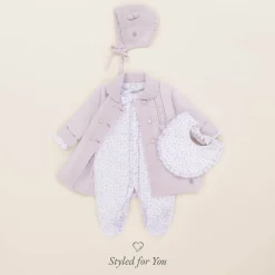 Artesanía Granlei Purple Knitted Coat & Hat Set Discount