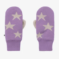 Molo Purple Knitted Star Mittens New