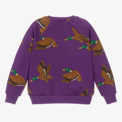 Mini Rodini Purple Organic Cotton Duck Print Sweatshirt Best