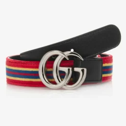 Gucci Red & Blue Striped Velvet Belt Sale