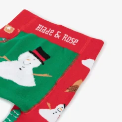 Blade amp; Rose Red & Green Festive Snowman Cotton Leggings Discount