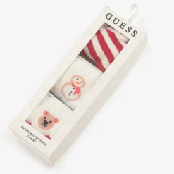 Guess Red & Ivory Cotton Baby Socks (3 Pack) Sale
