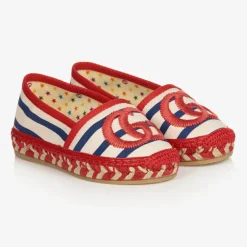 Gucci Red & Ivory GG Espadrilles Discount