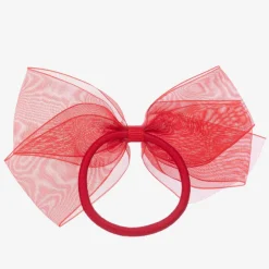 Peach Ribbons Red Bow Hair Elastic (12cm) Discount