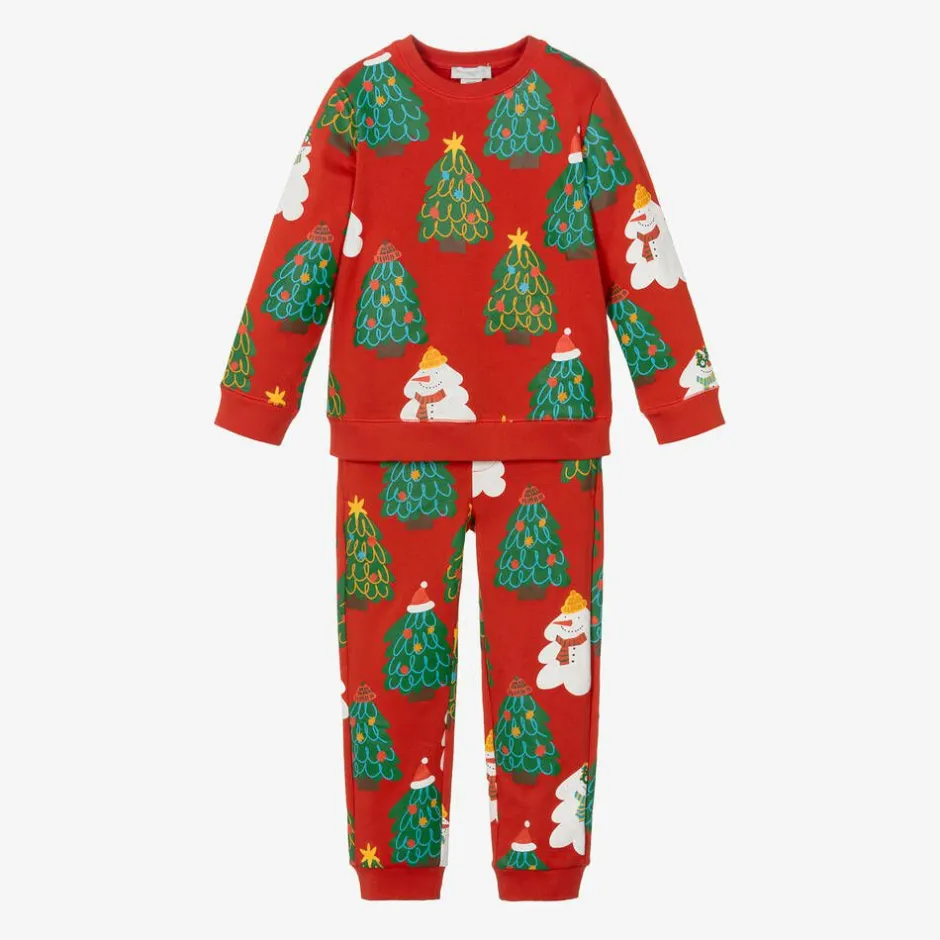 Stella McCartney Kids Red Cotton Festive Print Tracksuit Hot